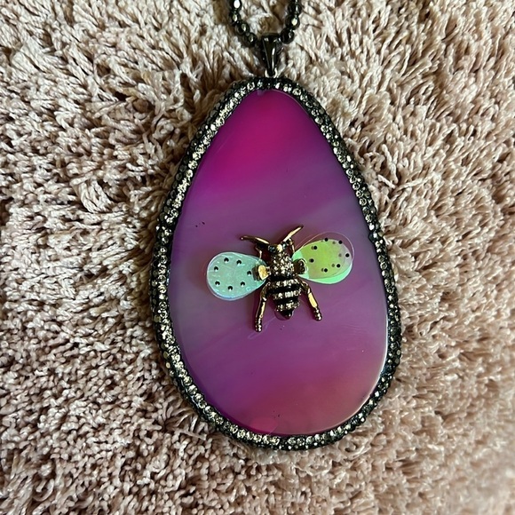 RARE Betsey Johnson Pavé & Stone Bee Beaded Statement Necklace - Picture 1 of 5